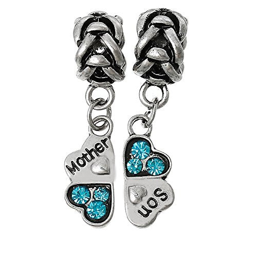 Mother Son Love Heart Charm Bead for Snake Chain Bracelet - Sexy Sparkles Fashion Jewelry - 1