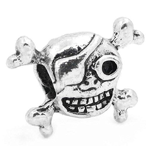 Pirate Skull Spacer European Bead Compatible for Most European Snake Chain Bracelet - Sexy Sparkles Fashion Jewelry - 1