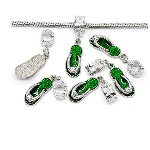 Green Beach Sandal Charm Bead Spacer for Snake Chain Bracelet - Sexy Sparkles Fashion Jewelry - 2