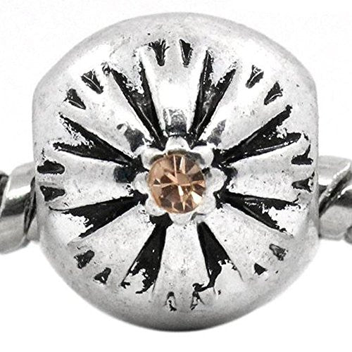 Flower Pattern Bead Spacer for Snake Chain Bracelets (Topaz)