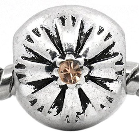 Flower Pattern Bead Spacer for Snake Chain Bracelets (Topaz) - Sexy Sparkles Fashion Jewelry - 1
