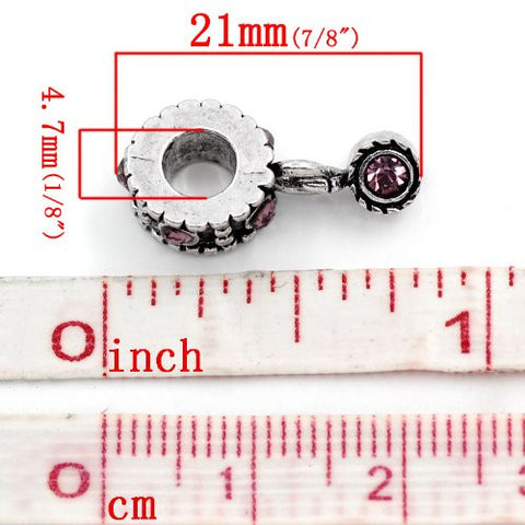 Amethyst  Rhinestones Febuary Birthstone European Bead Compatible for Most European Snake Chain Bracelet - Sexy Sparkles Fashion Jewelry - 3