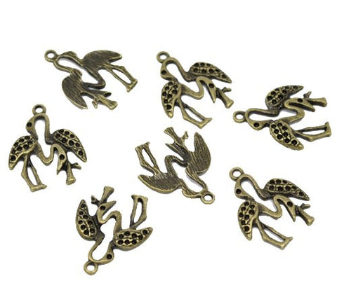 Antique Bronze Plated Base Crane Bird Charm Pendant for Necklace - Sexy Sparkles Fashion Jewelry - 2