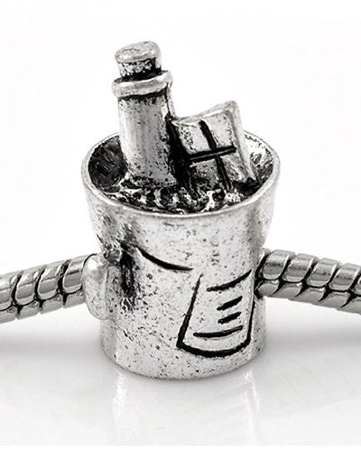 Wine and Cheese Bucket Charm Spacer European Bead Compatible for Most European Snake Chain Bracelet - Sexy Sparkles Fashion Jewelry - 1