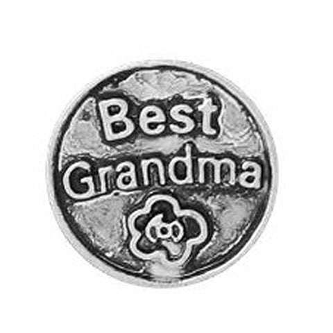 Round Locket Crystal Necklace Base and Floating Family Charms ("Best Grandma") - Sexy Sparkles Fashion Jewelry - 1
