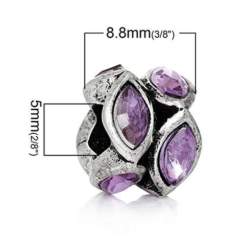 Rhinestone Birthstone w/  Crystal Ovals Charm Bead (February) - Sexy Sparkles Fashion Jewelry - 3