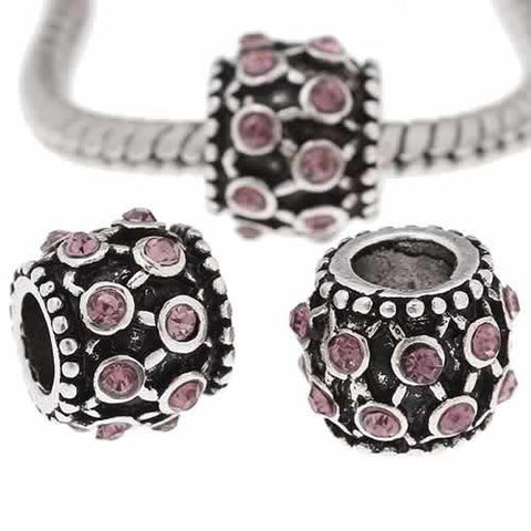 Purple Rhinestone Charm Bead For Snake Chain Bracelet - Sexy Sparkles Fashion Jewelry - 2
