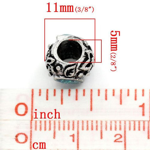 Glitter Inspirational Flower Charm Spacer Bead for Snake Chain Bracelet (Aqua) - Sexy Sparkles Fashion Jewelry - 2