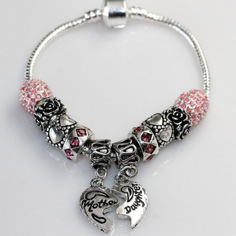 6.5" Mother Daughter Charm Bracelet Fits Beads For European Snake Chain Charms - Sexy Sparkles Fashion Jewelry - 2