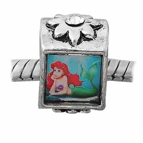 Little Mermaid Charm Bead Spacer with  Crystal Stone For Snake Chain Charm Bracelet - Sexy Sparkles Fashion Jewelry - 2
