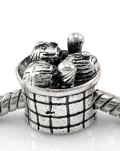 Knitting Wool Needle Basket Charm European Bead Compatible for Most European Snake Chain Bracelet - Sexy Sparkles Fashion Jewelry - 1