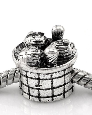 Knitting Wool Needle Basket Charm European Bead Compatible for Most European Snake Chain Bracelet - Sexy Sparkles Fashion Jewelry - 1