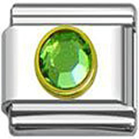 August Birthstone Italian Charm with Gold Tone Frame - Sexy Sparkles Fashion Jewelry - 1