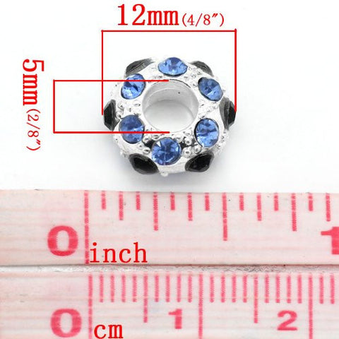 Blue, Clear and Black Bead Spacer for Snake Chain Charm Bracelet - Sexy Sparkles Fashion Jewelry - 2