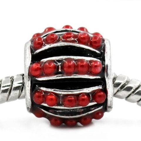 European Bead Silver Tone Spacer for Snake Chain Charm Bracelet (Red) - Sexy Sparkles Fashion Jewelry - 4