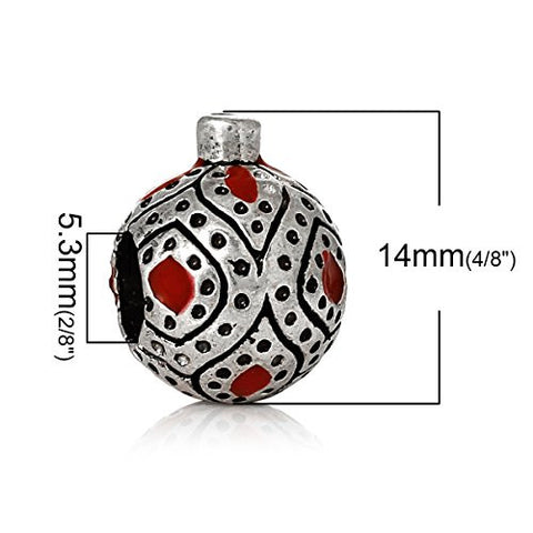 Round Dot Pattern European Bead Compatible for Most European Snake Chain Bracelet (Red) - Sexy Sparkles Fashion Jewelry - 3