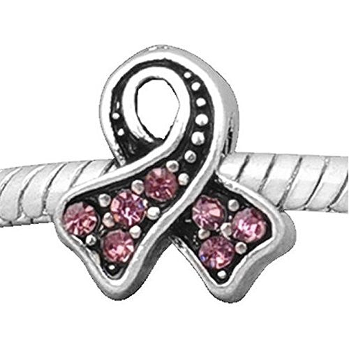 Awareness Pink Ribbon Charm European Bead Compatible for Most European Snake Chain Bracelet - Sexy Sparkles Fashion Jewelry