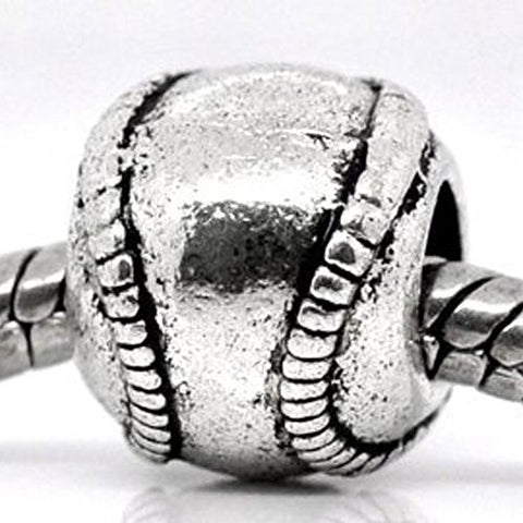 Baseball European Bead Compatible for Most European Snake Chain Bracelet - Sexy Sparkles Fashion Jewelry - 1