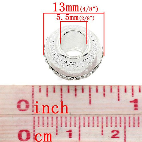 Ball with Clear  Rhinestone European Bead Compatible for Most European Snake Chain Bracelet - Sexy Sparkles Fashion Jewelry - 2