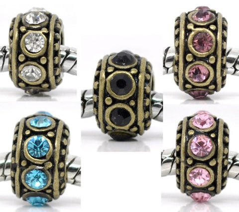 Gold Tone With Pink Rhinestones charm for European Snake chain charm bracelet - Sexy Sparkles Fashion Jewelry - 4