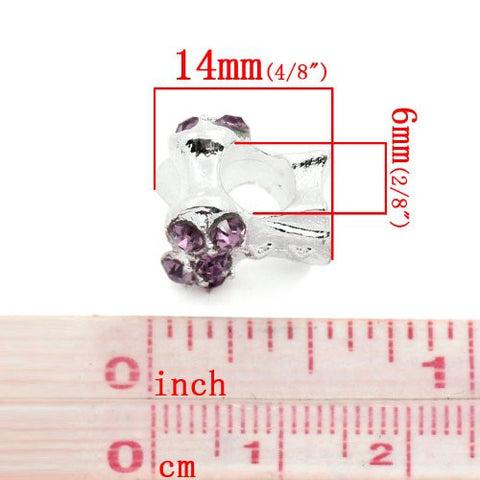 Purple Corset Top with Rhinestone Charm Bead Spacer For Snake Chain Bracelets - Sexy Sparkles Fashion Jewelry - 2