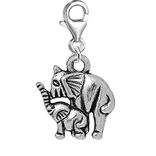 Baby and Mom Family Elephant Clip on Pendant Charm for Bracelet or Necklace - Sexy Sparkles Fashion Jewelry