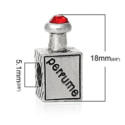 Perfume Bottle with Red Crystal Charm European Bead Compatible for Most European Snake Chain Bracelet - Sexy Sparkles Fashion Jewelry - 3