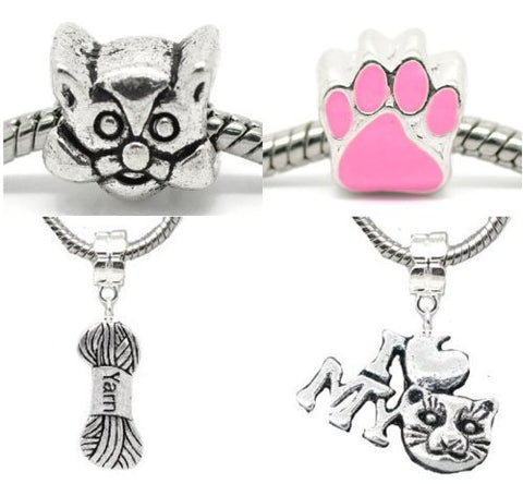 Cat Lovers Charm Beads For Snake Chain Bracelet - Sexy Sparkles Fashion Jewelry - 2