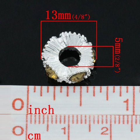 Flower with Yellow Rhinestones Charm Spacer For Snake Chain Charm Bracelets - Sexy Sparkles Fashion Jewelry - 2