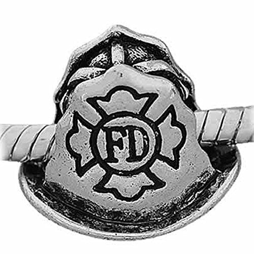 Fireman's Helmet Fire Department Charm European Bead Compatible for Most European Snake Chain Bracelet