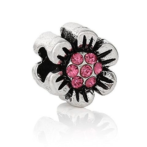 Fuchsia Flower Charm Bead for Most European Snake Chain Bracelet - Sexy Sparkles Fashion Jewelry - 1