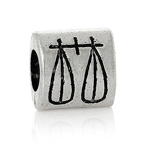 Carved Libra Symbol Rectangle Charm Bead Spacer For European Snake Chain Bracelet - Sexy Sparkles Fashion Jewelry - 1