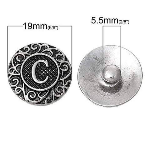Alphabet Letter C Chunk Snap Button or Pendant Fits Snaps Chunk Bracelet - Sexy Sparkles Fashion Jewelry - 3