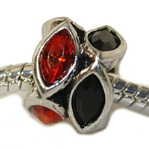 Red and Black Acrylic Rhinestones Charm European Bead Compatible for Most European Snake Chain Bracelet - Sexy Sparkles Fashion Jewelry - 1