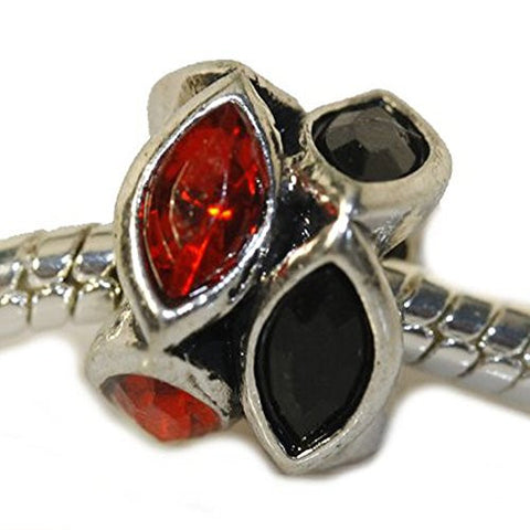 Red and Black Acrylic Rhinestones Charm European Bead Compatible for Most European Snake Chain Bracelet - Sexy Sparkles Fashion Jewelry - 1