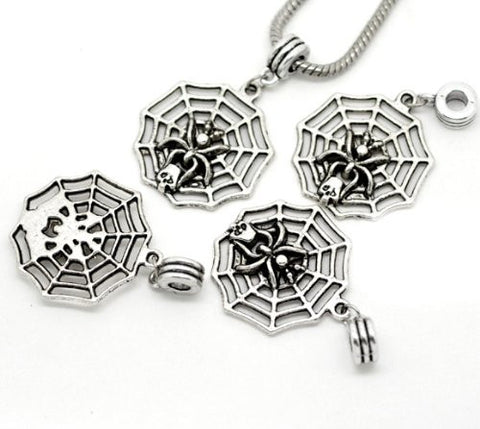 Halloween Spider on Web Dangle Charm European Bead Compatible for Most European Snake Chain Bracelet - Sexy Sparkles Fashion Jewelry - 2