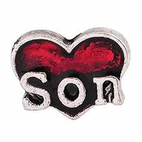 Round Locket Crystal Necklace Base and Floating Family Charms ("Son") - Sexy Sparkles Fashion Jewelry - 1