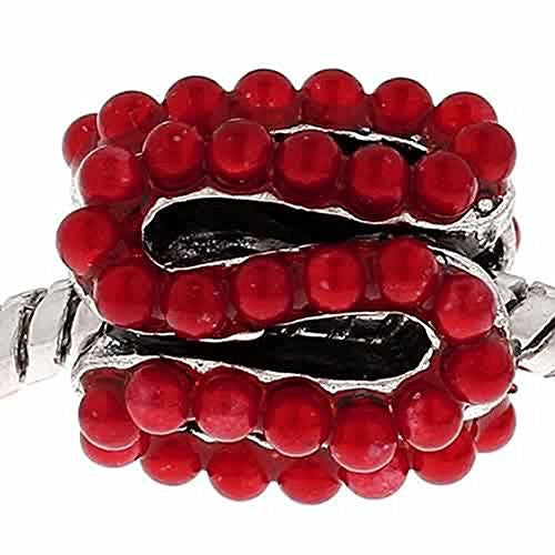 S Pattern Charm Bead with Red Acrylic Balls For Snake Chain Bracelet - Sexy Sparkles Fashion Jewelry - 1