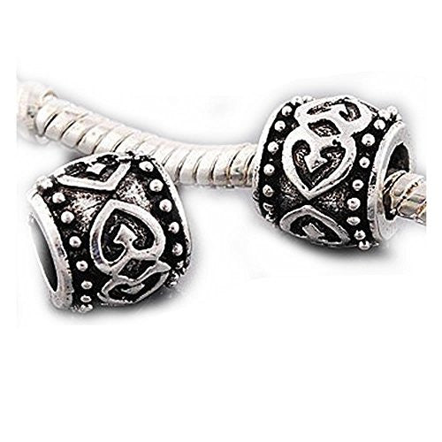 Lucky in Love Heart Charm European Bead Compatible for Most European Snake Chain Bracelet