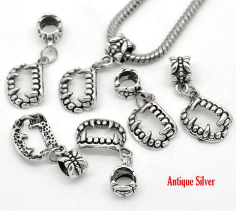 Halloween Vampire Teeth Charm Dangle European Bead Compatible for Most European Snake Chain Bracelet - Sexy Sparkles Fashion Jewelry - 2