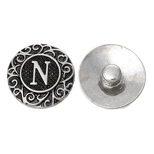 Alphabet Letter N Chunk Snap Button or Pendant Fits Snaps Chunk Bracelet - Sexy Sparkles Fashion Jewelry - 1
