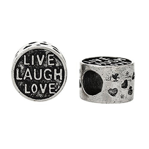 Live Laugh Love Carved Round Bead Compatible for Most European Snake Chain Bracelet - Sexy Sparkles Fashion Jewelry - 3