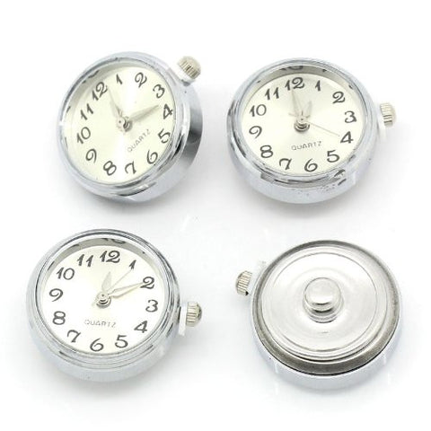 White Watch Face Chunk Click Buttons Snap for Chunk Bracelet 25x21mm,knob:5.5mm - Sexy Sparkles Fashion Jewelry - 3