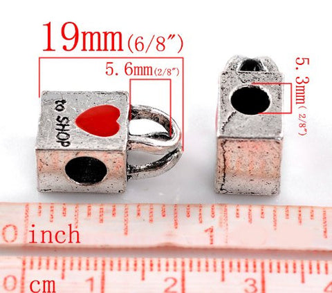 "Love to Shop" Bag Charm European Bead Compatible for Most European Snake Chain Bracelet - Sexy Sparkles Fashion Jewelry - 3