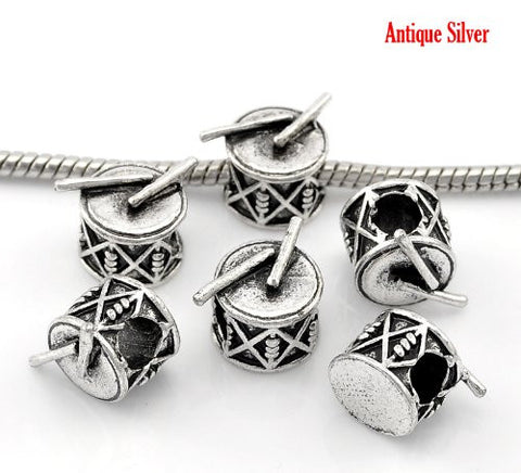 Drum with Drum Sticks Musical Instruments Charm European Bead Compatible for Most European Snake Chain Bracelet - Sexy Sparkles Fashion Jewelry - 2