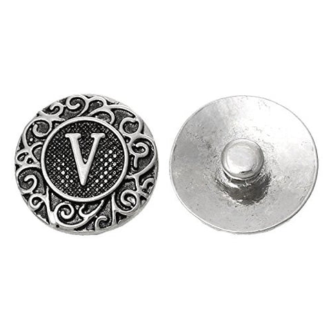 Alphabet Letter V Chunk Snap Button or Pendant Fits Snaps Chunk Bracelet - Sexy Sparkles Fashion Jewelry - 1