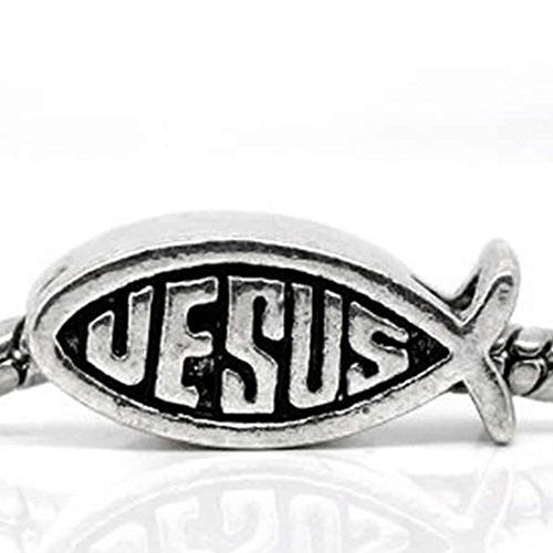 Jesus Fish European Bead Compatible for Most European Snake Chain Bracelet