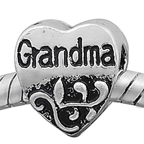 Grandma Heart Bead European Bead Compatible for Most European Snake Chain Charm Bracelet - Sexy Sparkles Fashion Jewelry - 1