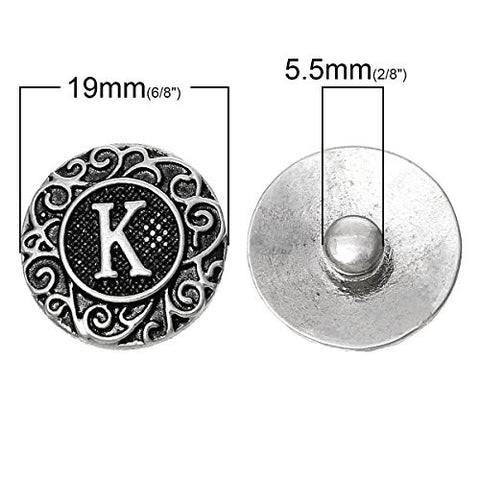 Alphabet Letter K Chunk Snap Button or Pendant Fits Snaps Chunk Bracelet - Sexy Sparkles Fashion Jewelry - 3