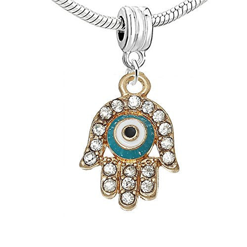 Hamsa Symbol Hand Against Evil Eye Charm European Bead Compatible for Most European Snake Chain Bracelet